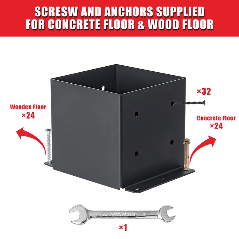 AXWHYS 6x6 Post Base 4 Pcs, (Inner Size 5.6x5.6) Post