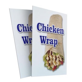 Chicken Wrap (2-Pack) 24" x 36" Plastic Signs | Sign Insert 4mm Corrugated Plastic Signs Storefront Window Poster