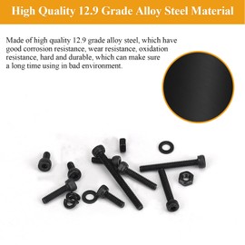 105 Pieces M2 x 4mm Socket Head Cap Screws, Thread Pitch 0.4mm, Sutemribor M2 Black Screws, 12.9 Grade Alloy Steel, Black Oxide Finish, Fully Threaded