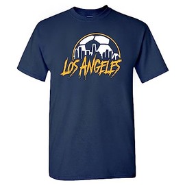 Xtreme Apparrel Los Angeles Soccer Skyline Men's Fan T-Shirt (Navy Shirt, M)