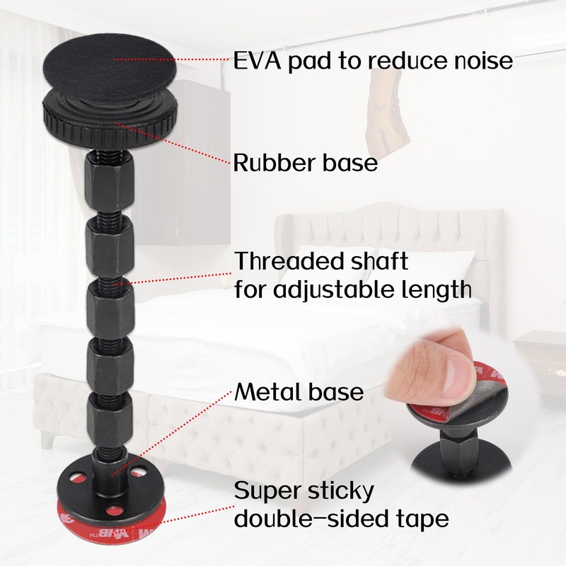 BOXOB Pack of 4 Adjustable Thread Bed Headboard Stopper, Upgraded