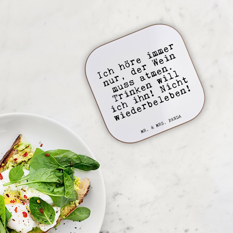 Mr. & Mrs. Panda Glass Coaster with German Text "Ich