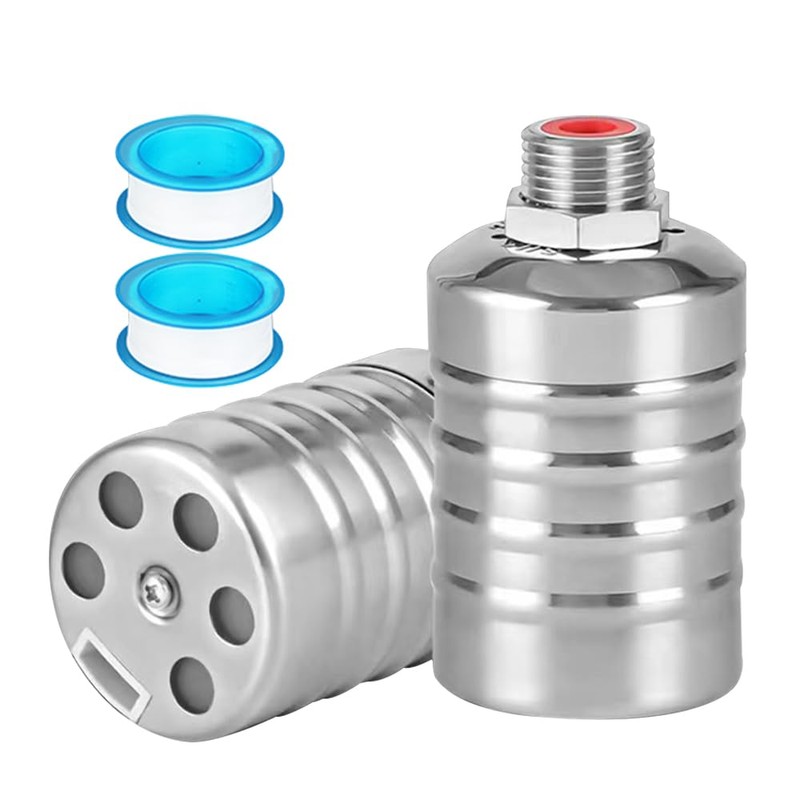 Pack of 2 Float Valves 1/2 Inch, Stainless Steel Floating