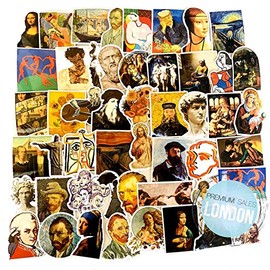 50 pcs Van Gogh Mona Lisa Sticker Art Paintings Stickers for DIY Luggage Laptop Skateboard Car Motorcycle Bicycle Stickers