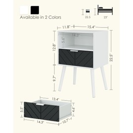 AEPOALUA Nightstand,Bedside Table with Gold Frame, White Night Stand, Modern Bedside Furniture,End Table with Drawer and Shelf for Bedroom,Living Room