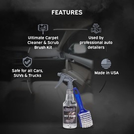 LANE'S Dry Foam Carpet Cleaner & Scrub Brush Kit - 16oz - Easy to use - Quick and Efficient Formula - Powerful Cleaning - Included Scrub Brush