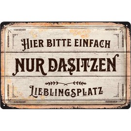 LANOLU Retro Tin Sign Favourite Place Sign - Outdoor Garden Decoration Garden Vintage Signs - Chill Lounge Garden Decoration - Wall Decoration Garden Sign Made of Metal, 20 x 30 cm