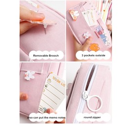 MBVBN Kawaii Pencil Case with 3pcs Pins Aesthetic Pencil Case Kawaii Stationary Kawaii School Supplies (blue)