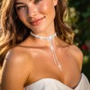 Campsis Crystal Rhinestone Bow Choker Necklace, Silver Adjustable Length