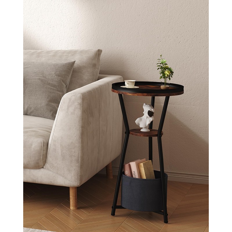 Yusong Round Side Table, Small Drink Table for Small Spaces,