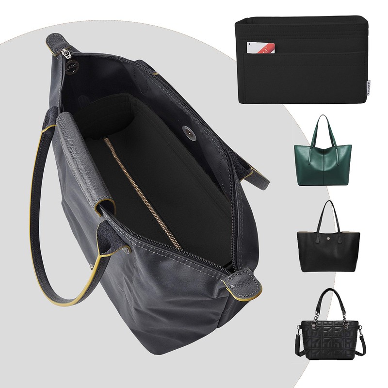 Vercord Felt Zipper Handbag Tote Purse Duffel Backpack Organizer Insert