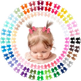 OAOLEER 80PCS 2 Inches Baby Hair Ties, Toddler Hair Ties with Bows, Elastic Ponytail Holders Mini Small For Baby Girls Infants