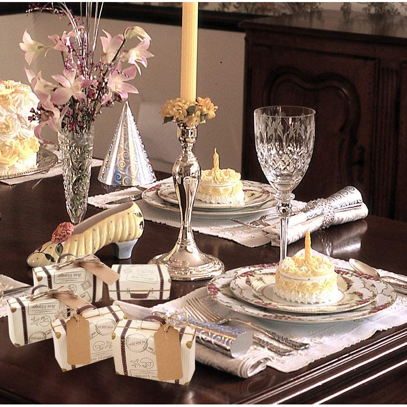 Hodeacc 50Pcs Mini Suitcase Candy Boxes Wedding Favor Boxes Party