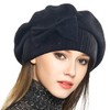 VECRY Lady French Beret 100% Wool Beret Floral Dress Beanie