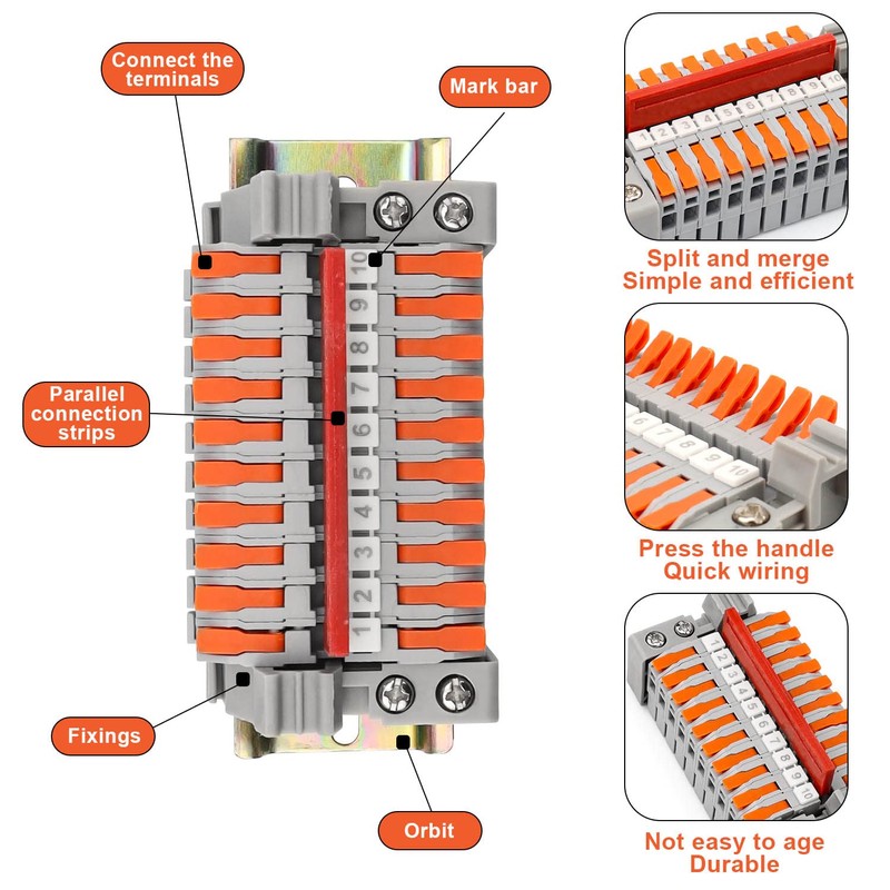 SRJQXH DIN Rail Terminal Block, DIN Rail, Feed-Through Terminal, Flame