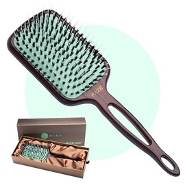 MINT - Cepillo de pelo ecológico con cerdas de jabalí para mujer, cepillo desenredante antiroturas ideal para cabello teñido y extensiones y todo tipo