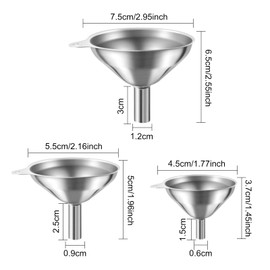 3 Piece Funnel Stainless Steel Stainless Steel Funnel Set, Mini Funnel Kitchen, Kitchen Funnel, Stackable Small Funnel for Transferring Jam, Cooking Oils, Liquids, Powder, Beans