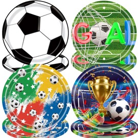 50PCS 9 INCH Soccer Birthday Plates – Party Paper Plates for Meal, Snacks & Birthday, Disposable Soccer Theme Plates for Game Day & Celebrations