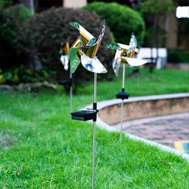 Yangers Pack of 2 Rainbow Garden Decoration Solar Windmill Light Solar Garden Lights Outdoor Garden Ornaments Solar Floor Lights Outdoor for Lawn Patio Yard Pathway Decoration Automatic On/Off