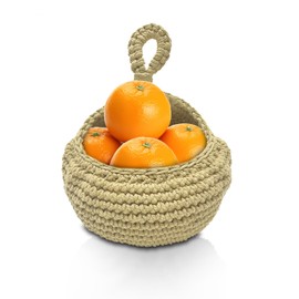 Jute Hanging Basket，Hanging Vegetable Fruit Basket For Kitchen，Teardrop Storage Baskets For Pantry，Bohemian Handwoven Decor Wall Basket For Bathroom (XL)