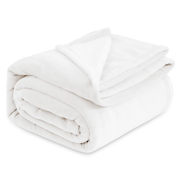 Bedsure Fleece Blankets King Size White - Bed Blanket Soft