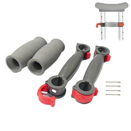 Crutch Hand Grips Kits, Elderly Solid Replacement Cushion Handles Cane Handgrips Adjustable Aluminum Crutch, 2 Pcs