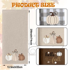Xkdamai 3 Pcs Brown Fall Hand Towels for Bathroom 100% Cotton Pumpkin Embroidered Hello Fall Thanksgiving Bath Towels Neutral Bathroom Kitchen Towels Decorative Set Gifts Holiday Decor