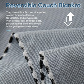 Foreate Reversible Sofa Cover Blanket Sectional Couch Cover Sheet Blanket for 3 Cushion Couch, Machine Washable Scratch-Proof Furniture Protector for Cats Dogs, 71’’ x150’’, Silver Grey