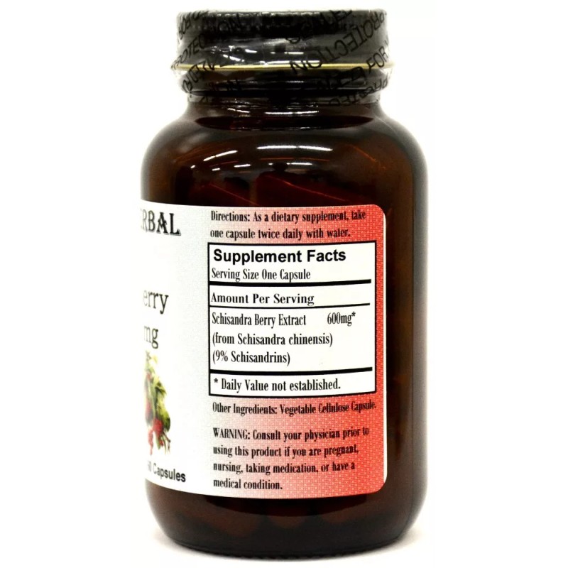 BARLOWE'S HERBAL ELIXIRS SCHISANDRA BERRY EXTRACT (60-600mg) VEGGIE-CAPS, STEARATE FREE,