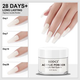 Eodci White Acrylic Powder, 56g/2oz Acrylic Powder Large Capacity Professional Acrylic Nail Powder for Nail Acrylic Extension, Nail Carving, Long-Lasting, No Nail Lamp Needed