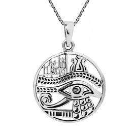 AeraVida Eye of Horus Magical Egyptian Amulet .925 Sterling Silver Necklace | Horus Magical Silver Necklace for Women | Sterling Silver Necklace | Egyptian Amulet Silver Necklace for Women