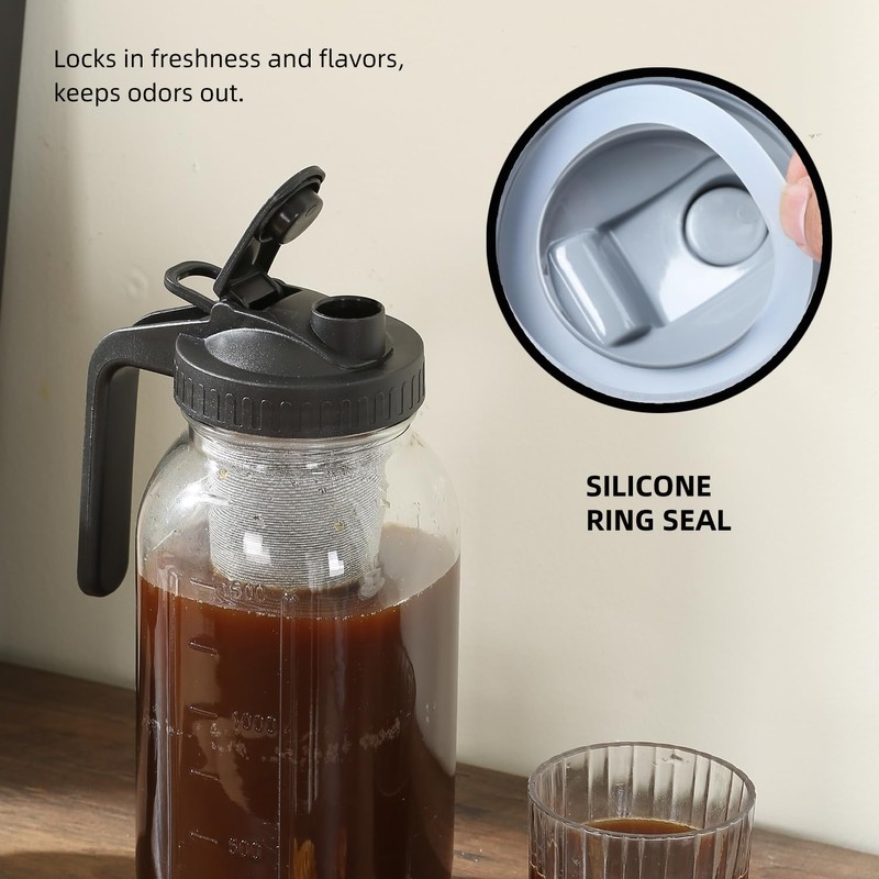 OMNISAFE 64 oz Cold Brew Coffee Maker, Glass Mason Jar