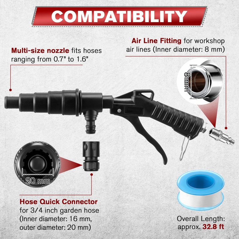 Gulfmew Coolant System Flush Gun, Lever Action Heater Core Flush