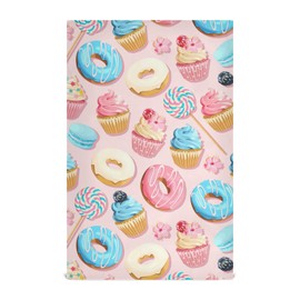 Cupcakes Donuts Flowers Kitchen Towels Macaron Lollipop Dishcloths Set 1 Pack Hand Dish Towel Tea Bar Towels 18 x 28 in Cleaning Cloths Soft Absorbent Fast Drying for Cooking Baking