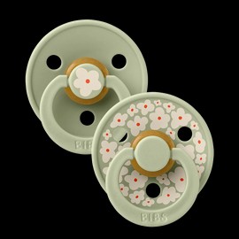 Bibs Round Natural Dummy Pacifier - Studio Collection - Jasmine Sage Mix, Size 2 (6+ m)