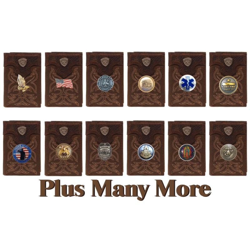 Custom Morgan Dollar Tails Brown Premium Shield Tri-fold Leather Wallet