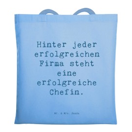 Mr. & Mrs. Panda Tote Bag with Saying "Hinter jeder erfolgreichen Firma Steht eine erfolgreiche Chefin. - Gift, Bossin, Berufsalltag, Teamleiterin, Supervisor, Shopper, Pouch Bag, Berufspassion, blue,