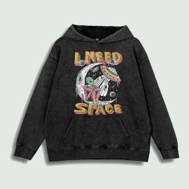I Need Space Alien Graphic Hoodie 100% Cotton US Warehouse 6 ColorsColor: Army Green, Size: Xl