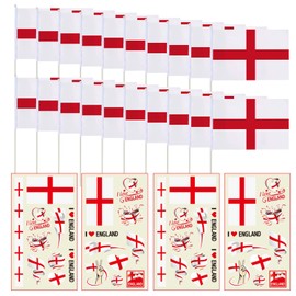RNSKFG 20 Hand-Held Small Flags And 4 Tattoo Stickers, Mini Flag Suits, Football Match Support, Party Decorations.
