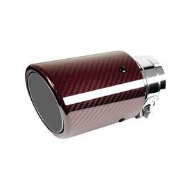 Bielpord 2.5-Inch Inlet 3.14-Inch Outlet Car Red Carbon Fiber Exhaust Tips Stainless Steel Exhaust Pipe Tail Throat Tail Pipe GlossyRed
