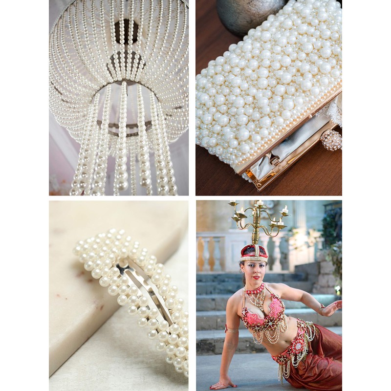 Mandala Crafts - Guirnalda de abalorio de perlas blancas de