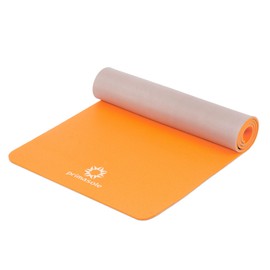 PRIMASOLE Yoga Mat Eco-Friendly Material 1/2"(10mm) Non-Slip Yoga Pilates Fitness at Home & Gym Twin Color Coral Red/Gray.PSS91NH075A
