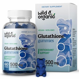 Wild & Organic L Glutathione Gummies - Reduced Glutathione 500mg for Antioxidant Support - Liver Cleanse Detox Supplement - 60 Vegan, Non-GMO, Pectin-Based Chews