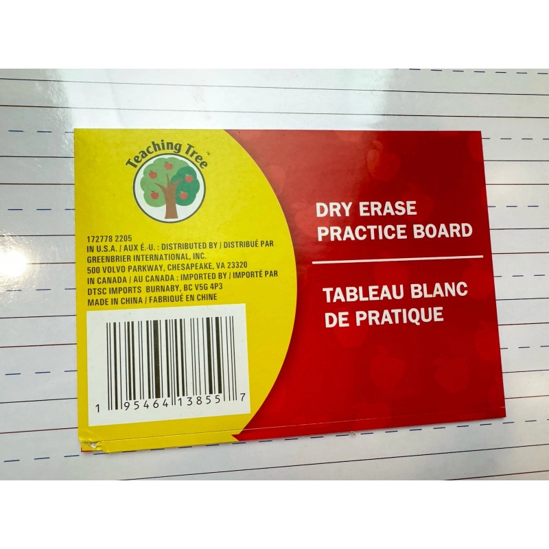 Teaching Tree Dry Erase Practice Board Learning ABC’s Numbers Colors