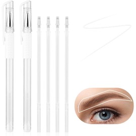 TIESOME Rotuladores Para Microblading De Cejas, 2 Unidades, Herramientas Para Marcar La Posición Del Maquillaje De Cejas, Plantilla Para Mapeo De Cejas Con 4 Recambios De Repuesto (Blanco).