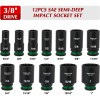 FOCUS AUTO TOOLS 12PCS 3/8" Drive Impact Socket Set Semi-Deep