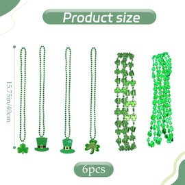 hioseyre 6 PCS St.Patrick's Day Accessories,Shamrock Necklace,St Patricks Day Accessories,St.Patrick's Day Costume Accessory,St. Patrick’s Day Costume Decoration,Irish Costume Decoration(green