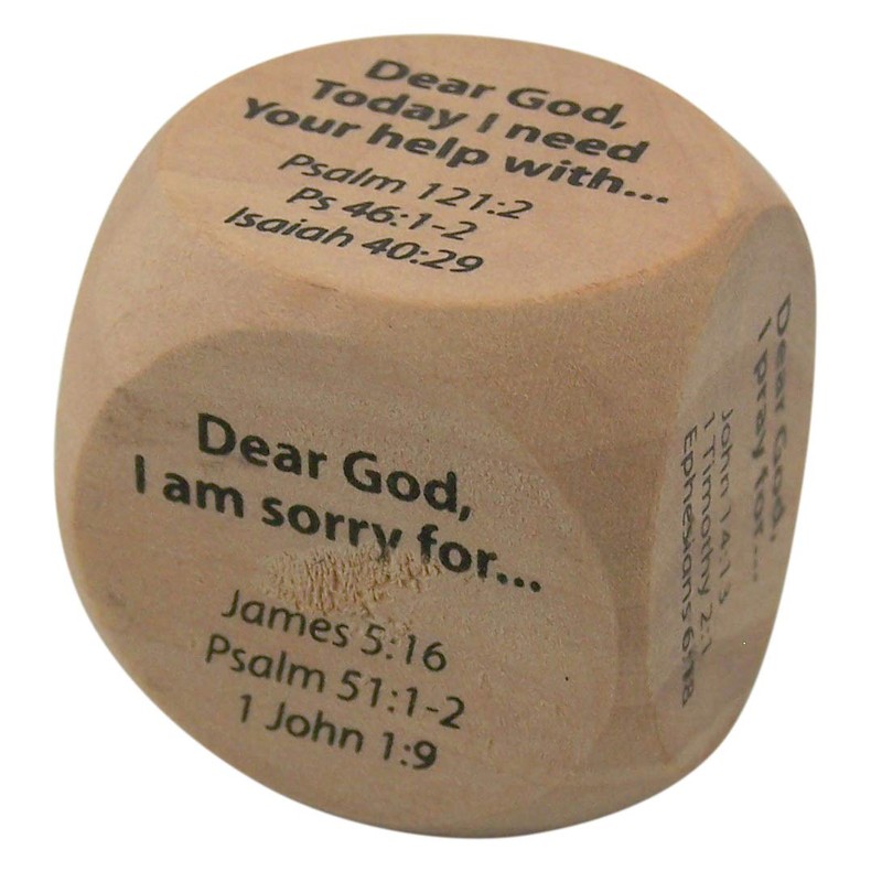 Wooden Religious Prayer Starter Cube for Kids, 1 1/4 Inch