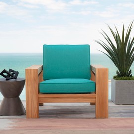 Arden Foam Outdoor Double Welted Deep Seat Cushion Set, 24 x 24, Made with ProFoam, Rain-Proof, Fade Resistant, Heathered Teal Woven Solid