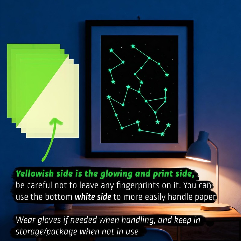 CISinks 5 Sheets A4 Glow in the Dark Printable Photoluminescent